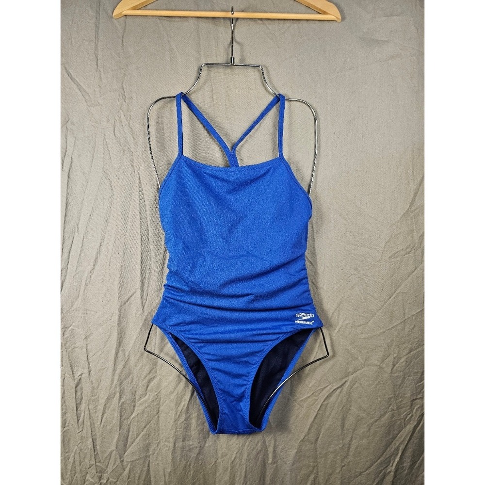 Speedo Endurance+ One Piece Swimsuit Womens 36 Royal Blue Flyback Training Suit